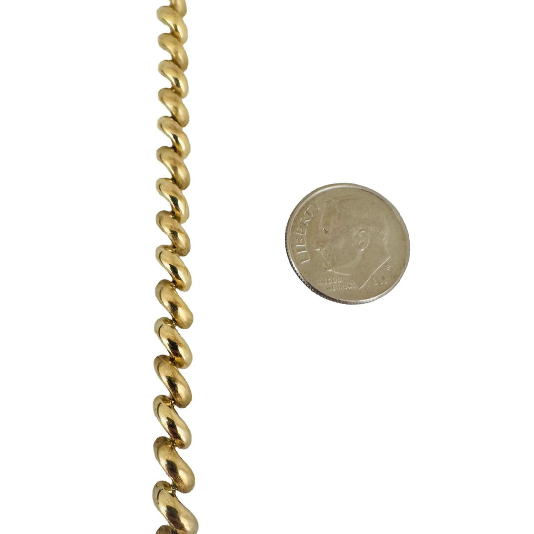 14k Yellow Gold 9.6g Ladies Polished 6mm San Marco Link Bracelet Italy 7.25"