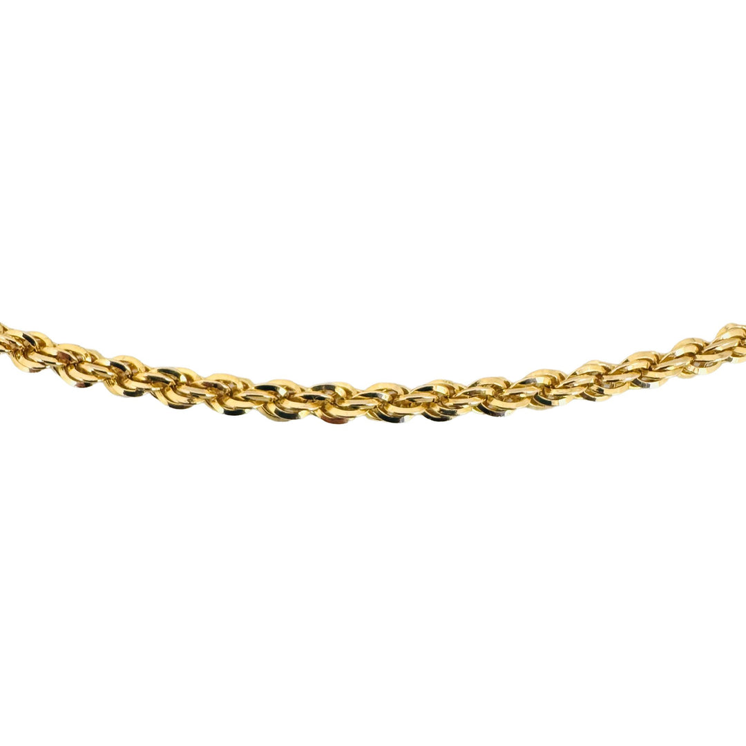 14k Yellow Gold 15.7g Solid 3mm Diamond Cut Rope Chain Necklace 20"