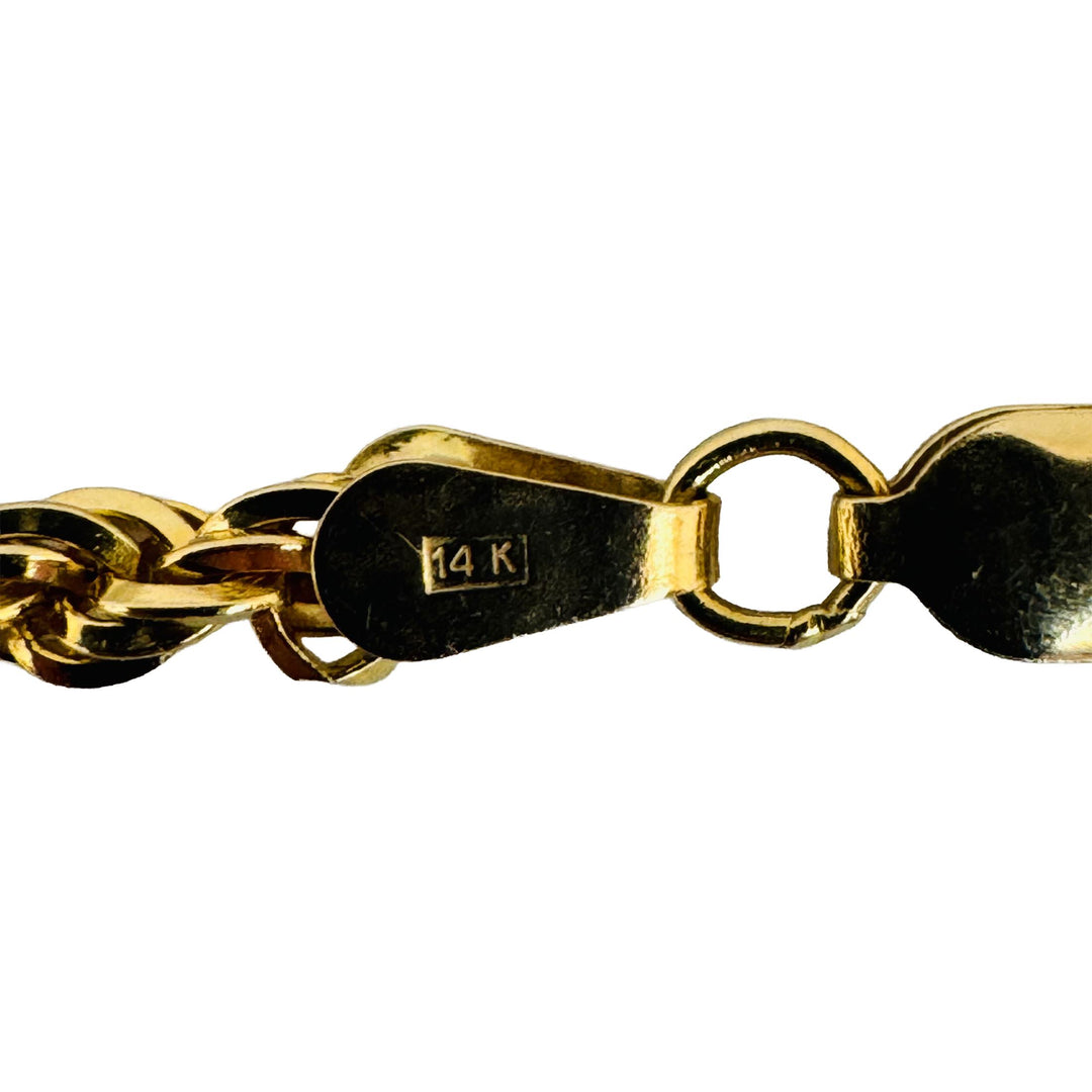 14k Yellow Gold 15.7g Solid 3mm Diamond Cut Rope Chain Necklace 20"