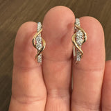 14k White and Rose Gold 0.50cttw Diamond Fancy Hoop Earrings