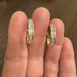 14k Yellow Gold and 1.5cttw Diamond Hoop Earrings 1"