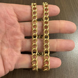 18k Yellow Gold 30g Hollow Vintage 8mm Ribbed Curb Link Necklace Italy 18"