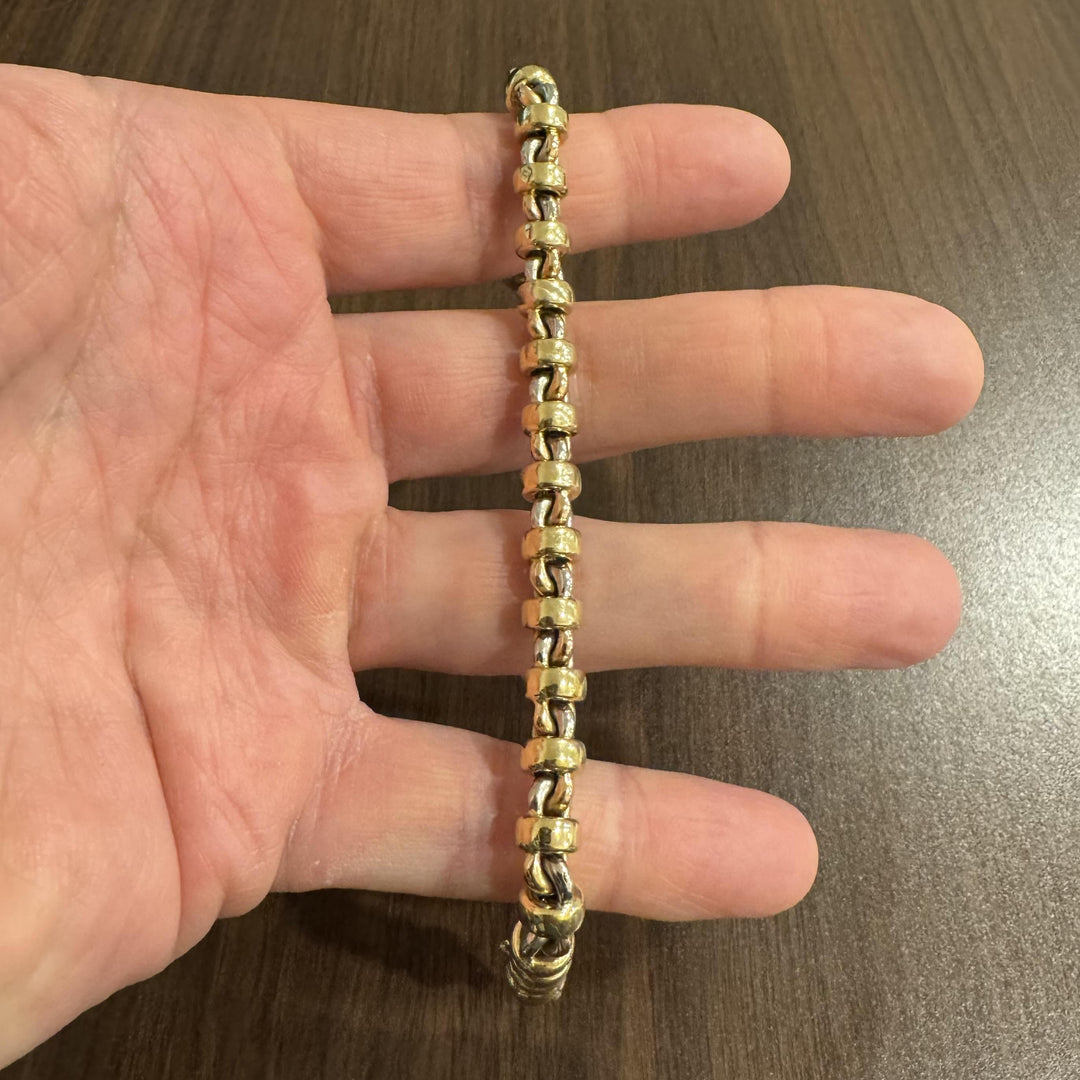 Chimento 18k Yellow White and Rose Gold 21.6g Vintage Fancy Link Bracelet 7.75"