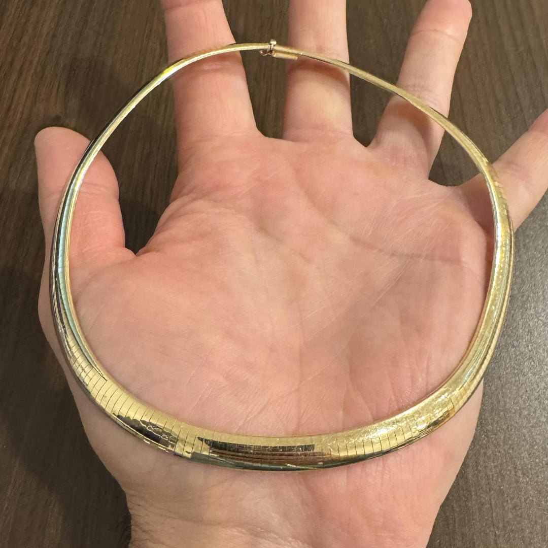 14k Yellow Gold 51g Solid Heavy 8mm Omega Link Necklace Italy 16"