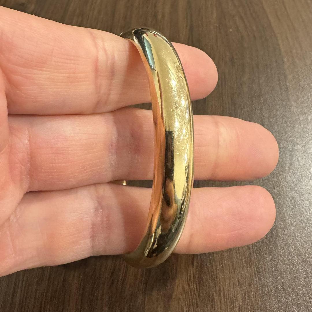 14k Yellow Gold 23.4g Heavy Polished 10mm Ladies Bangle Bracelet 7"