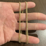 14k Yellow Gold 7.4g Hollow Light 3.5mm Cuban Curb Link Chain Necklace 20"