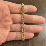 14k Yellow Gold 17.2g Solid Ladies 7mm Oval Link Cable Bracelet 7.5"