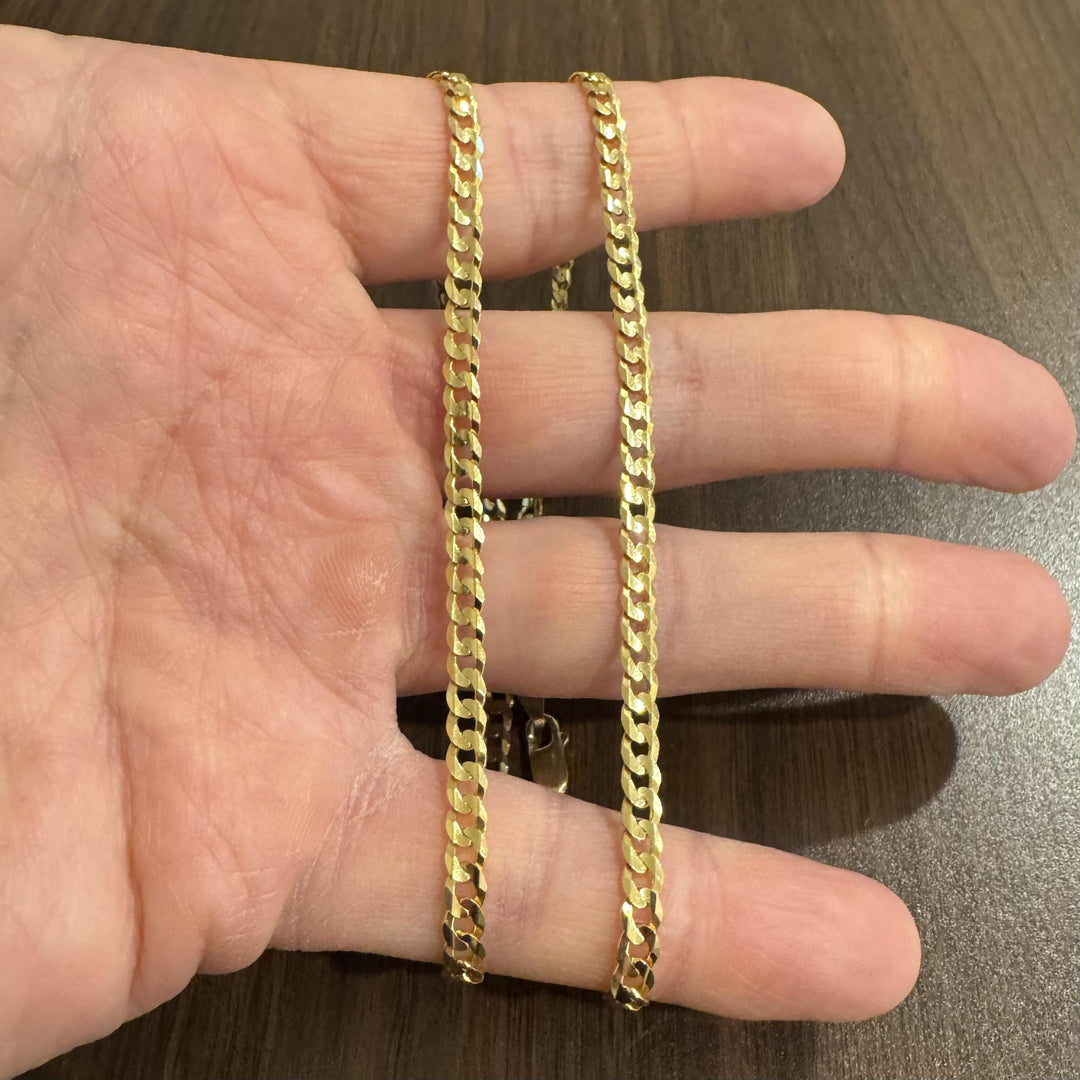 14k Yellow Gold 12.3g Solid Flat 4mm Curb Link Chain Necklace 20"