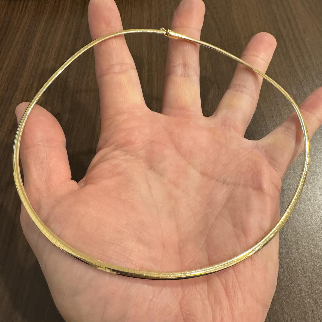 14k Yellow Gold 19.4g Solid Ladies 3.5mm Omega Link Necklace 17"