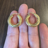 18k Yellow Gold 5g Vinage Ladies UnoAErre Spiral Twist Hoop Earrings Italy 1"