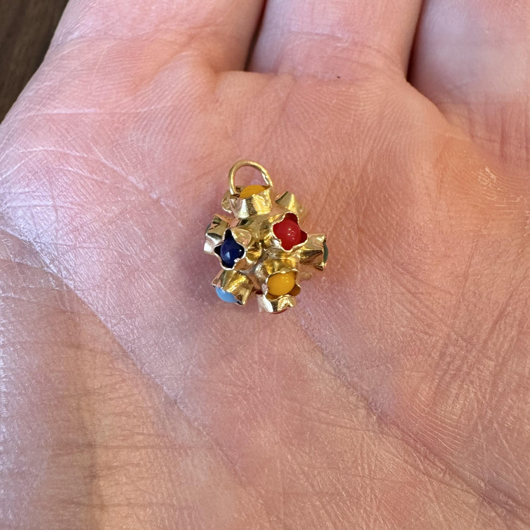 19k Portuguese Yellow Gold and Cabochon Glass Sputnik Charm