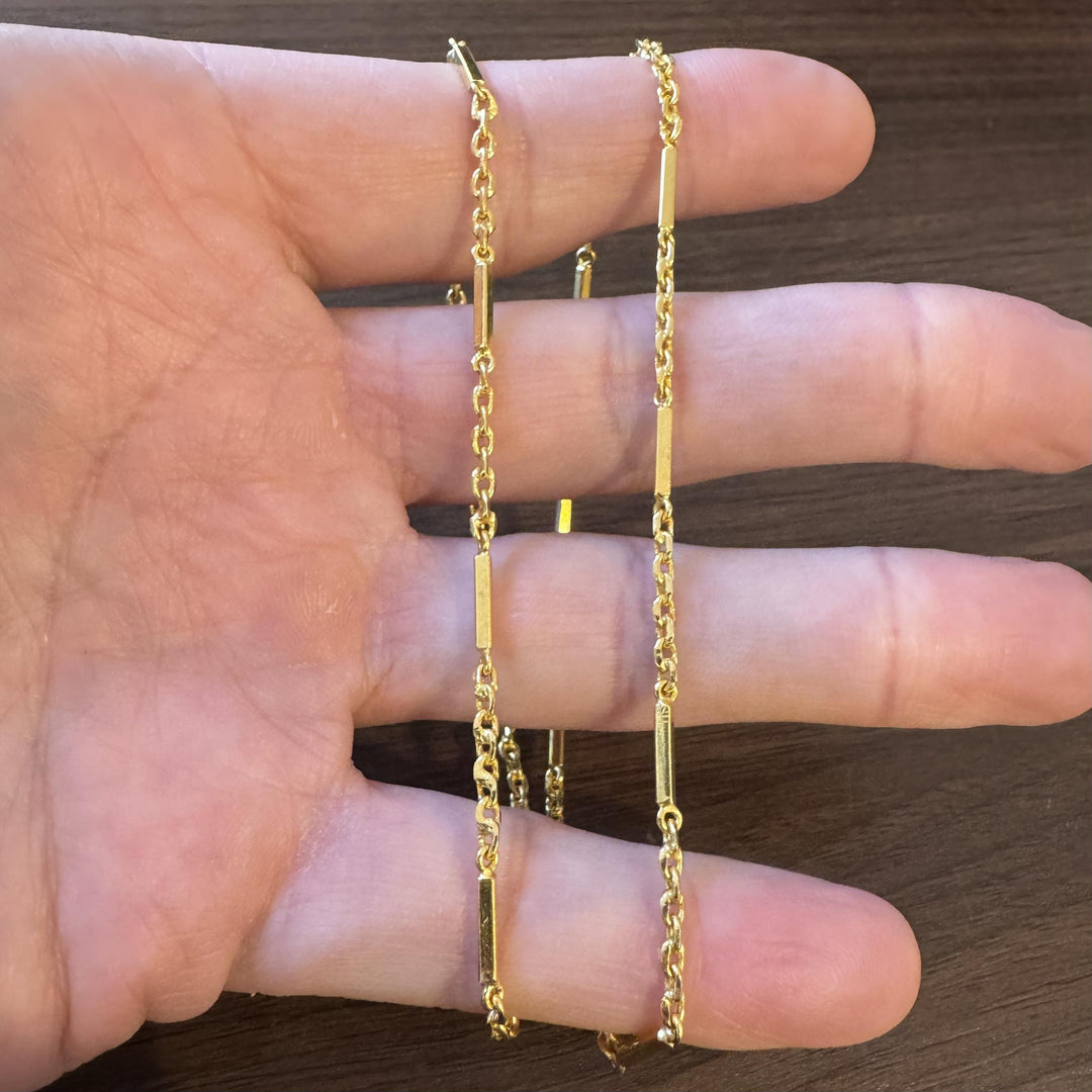 24k Pure Yellow Gold 19.6g Solid Heavy 2.8mm Cable Bar Link Chain Necklace 19"