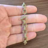 18k Yellow Gold 32.3g Solid Heavy Vintage Textured Cable Link Bracelet 7.75"
