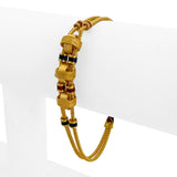 22k Yellow Gold and Enamel 15.2g Solid Two Strand Fancy Link Bracelet 7"