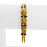 22k Yellow Gold and Enamel 15.2g Solid Two Strand Fancy Link Bracelet 7"