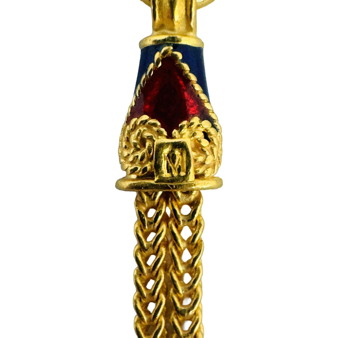 22k Yellow Gold and Enamel 15.2g Solid Two Strand Fancy Link Bracelet 7"