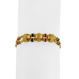 22k Yellow Gold and Enamel 15.2g Solid Two Strand Fancy Link Bracelet 7"