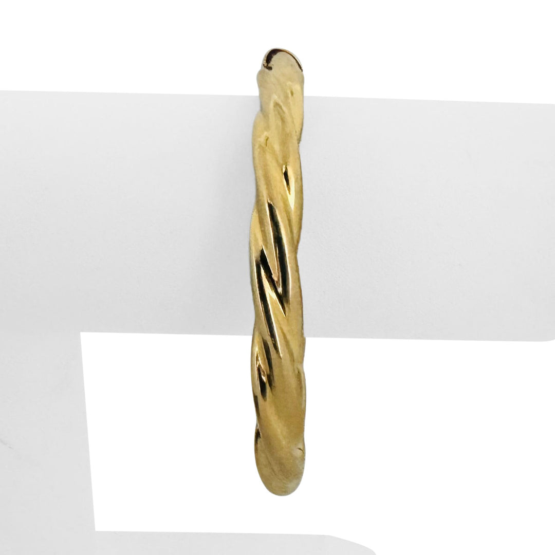 18k Yellow Gold 25g Heavy Vintage 7mm Spiral Twisted Bangle Bracelet 7"