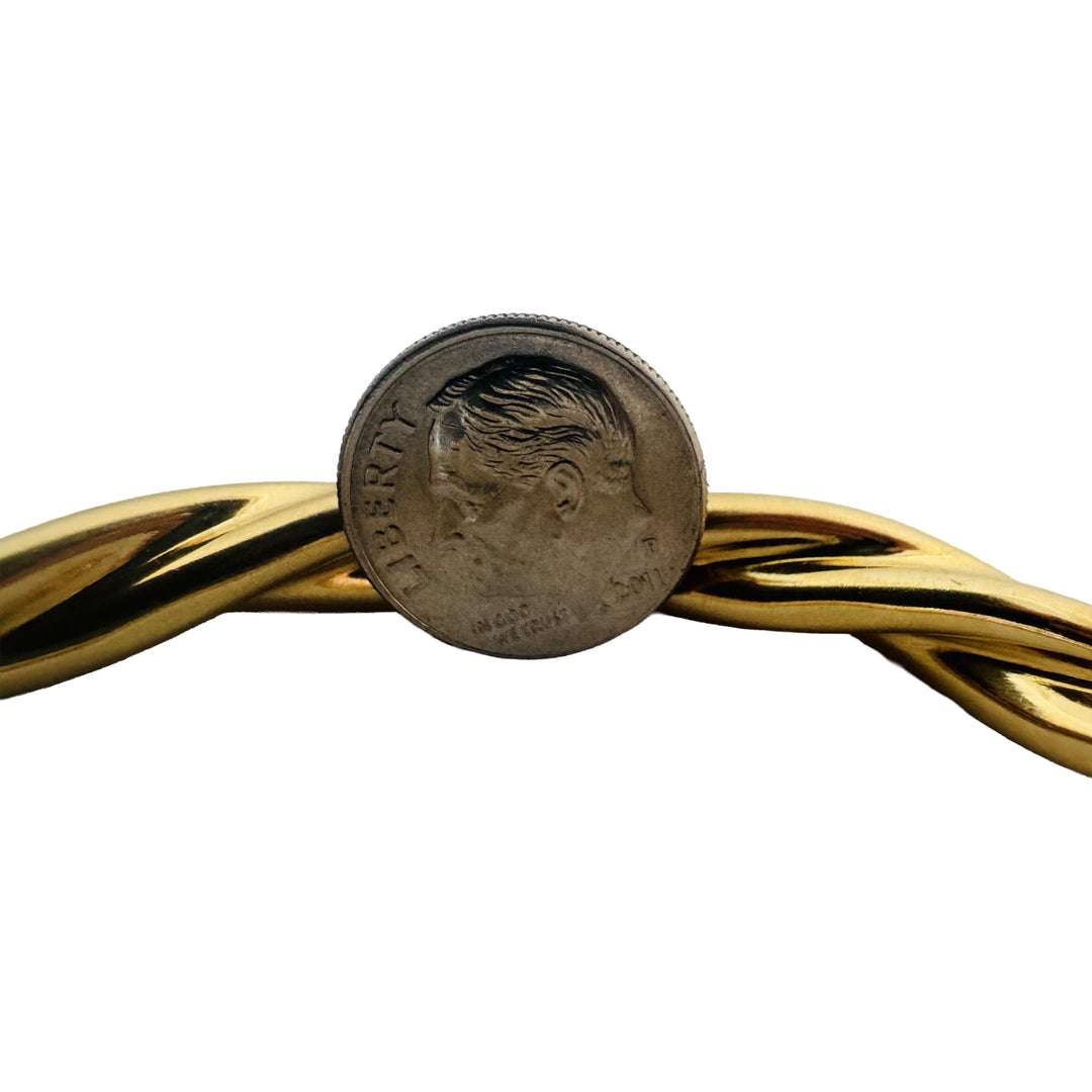 18k Yellow Gold 25g Heavy Vintage 7mm Spiral Twisted Bangle Bracelet 7"