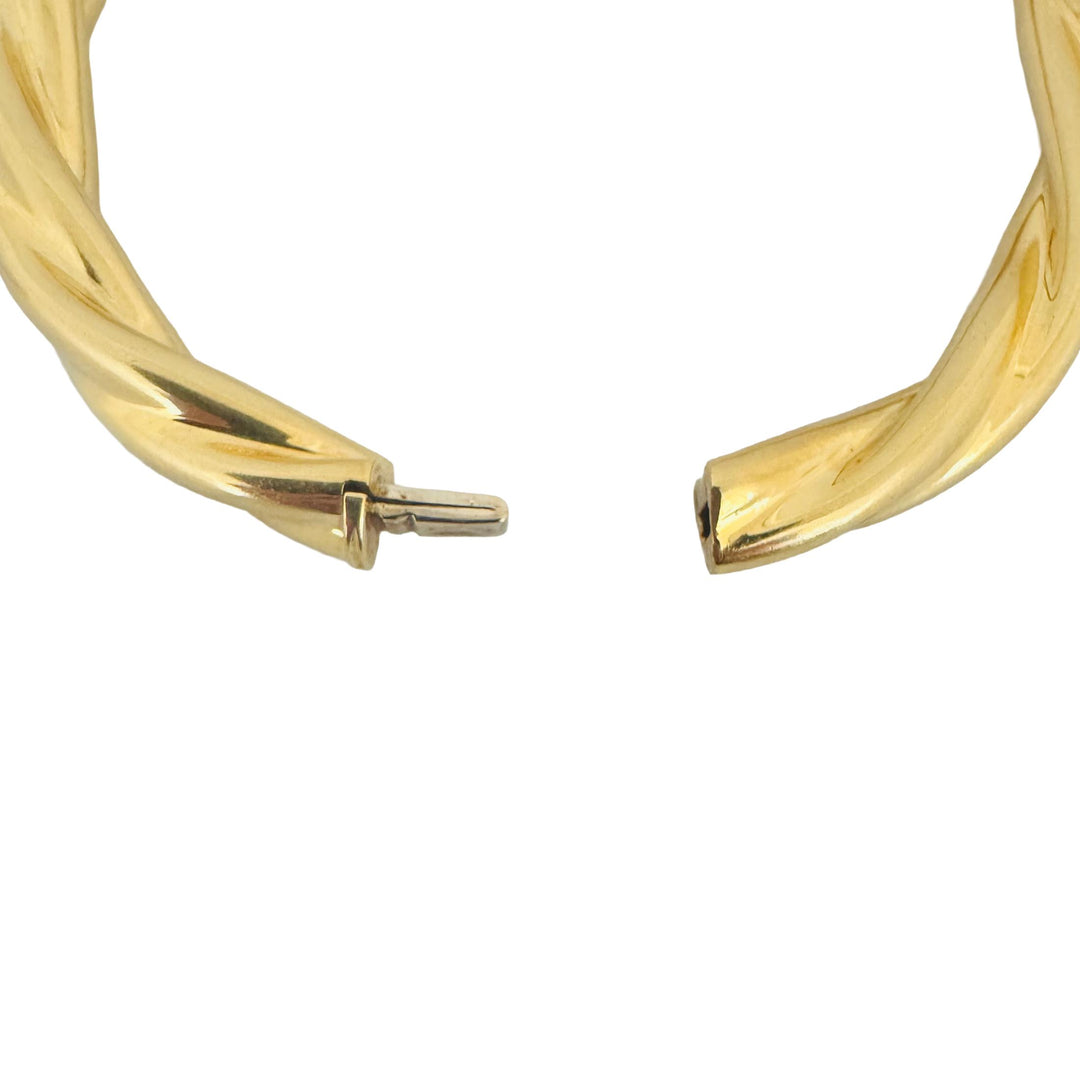 18k Yellow Gold 25g Heavy Vintage 7mm Spiral Twisted Bangle Bracelet 7"