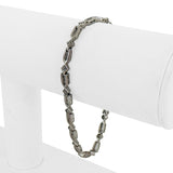 18k White Gold and Cubic Zirconia 9.6g Ladies Fancy Link Bracelet 7.5"