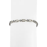 18k White Gold and Cubic Zirconia 9.6g Ladies Fancy Link Bracelet 7.5"