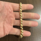14k Yellow Gold 17.6g Polished & Brushed 8mm San Marco Link Bracelet Italy 7.25"