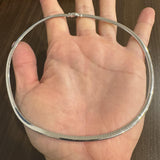 14k Yellow and White Gold 23.7g Solid Reversible Omega Link Necklace Italy 16"