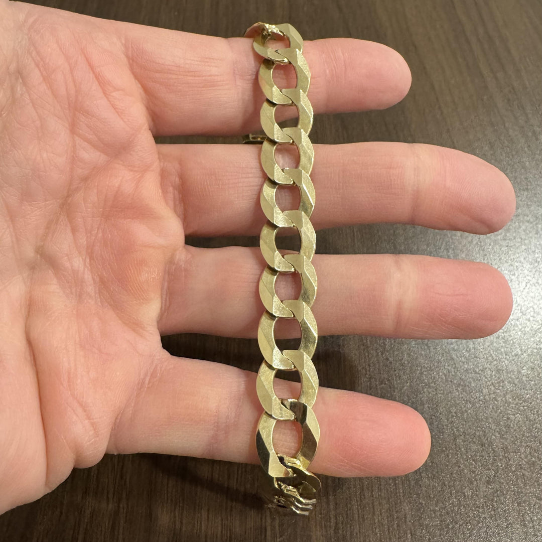 14k Yellow Gold 30g Solid Heavy 12mm Men's Curb Link Bracelet 8.5"