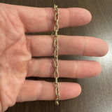 14k Yellow Gold 4.9g Hollow 4.5mm Vintage Textured Cable Link Bracelet 7.5"