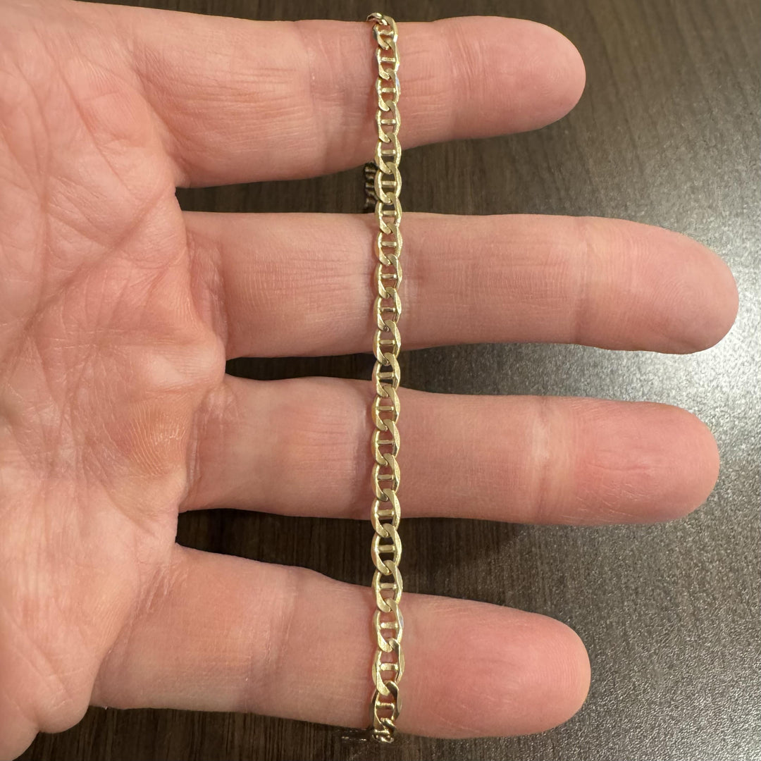 14k Yellow Gold 5.4g Semi Solid 4mm Mariner Link Bracelet 8"
