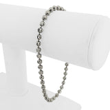 14k White Gold 10.2g Solid 4mm Moon Cut Ball Link Bracelet 8.5"