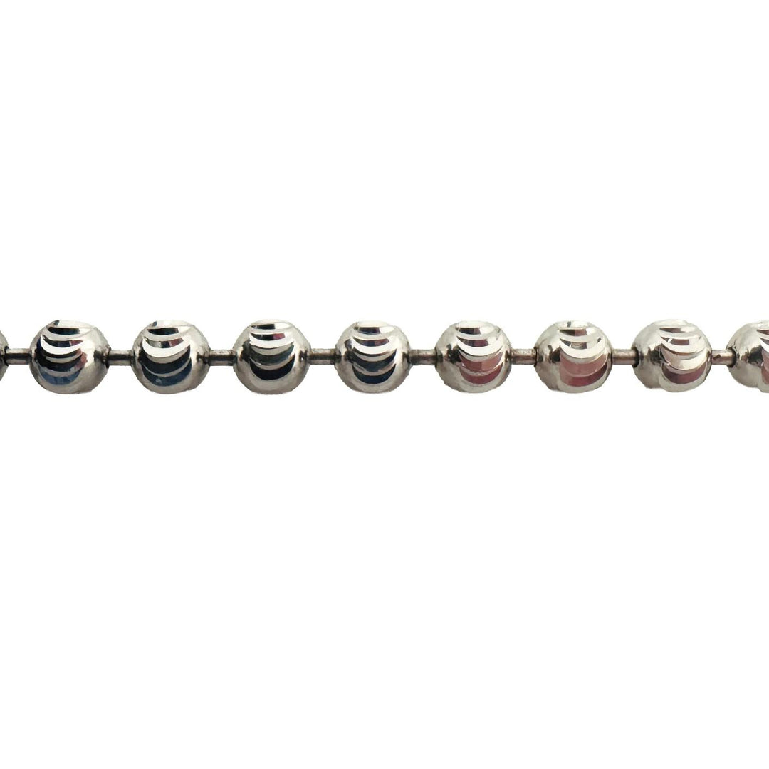 14k White Gold 10.2g Solid 4mm Moon Cut Ball Link Bracelet 8.5"