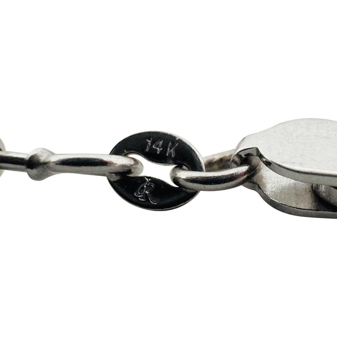 14k White Gold 10.2g Solid 4mm Moon Cut Ball Link Bracelet 8.5"