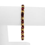 14k Yellow Gold and Garnet 16.2g XO Hugs and Kisses Link Bracelet 7"