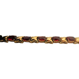 14k Yellow Gold and Garnet 16.2g XO Hugs and Kisses Link Bracelet 7"