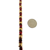 14k Yellow Gold and Garnet 16.2g XO Hugs and Kisses Link Bracelet 7"