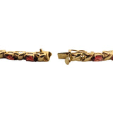 14k Yellow Gold and Garnet 16.2g XO Hugs and Kisses Link Bracelet 7"