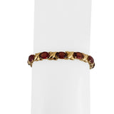 14k Yellow Gold and Garnet 16.2g XO Hugs and Kisses Link Bracelet 7"