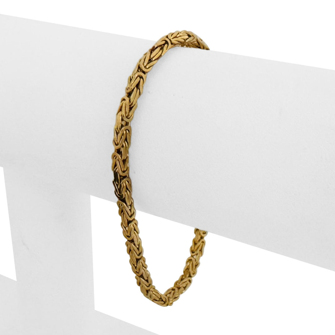 14k Yellow Gold 9.7g Solid Squared 3mm Byzantine Link Bracelet Italy 7"