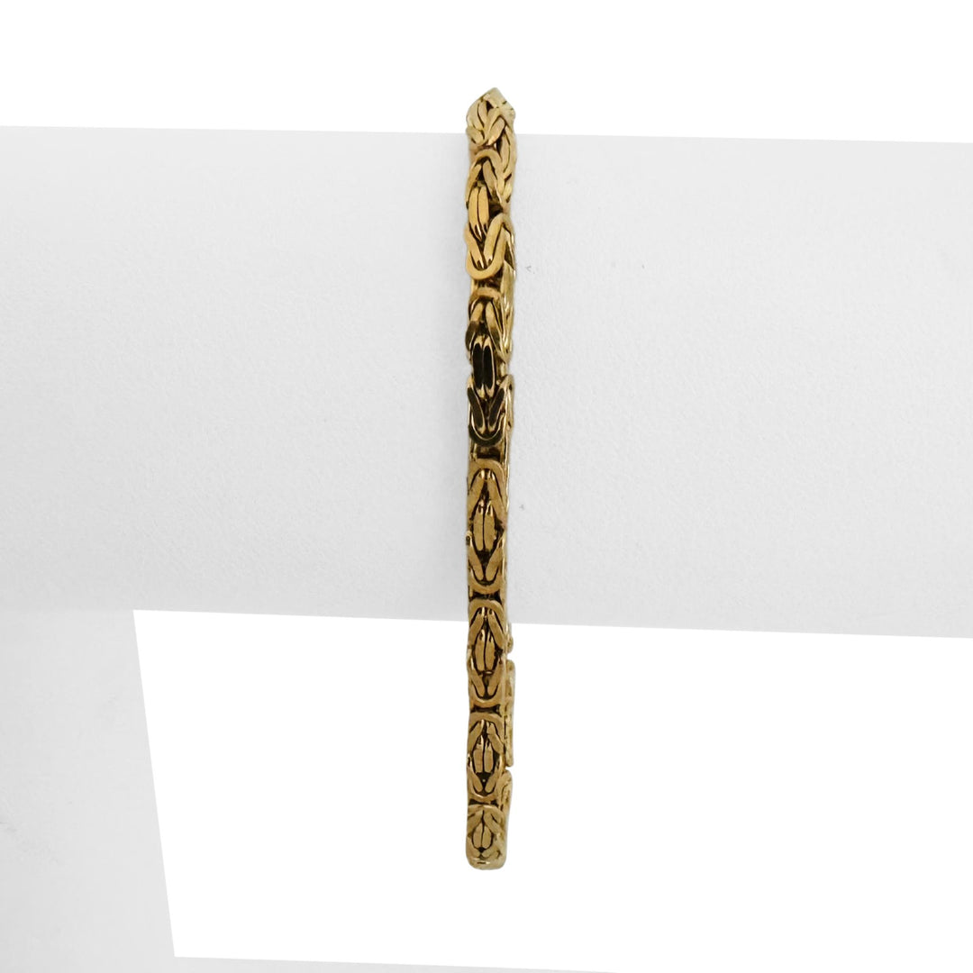 14k Yellow Gold 9.7g Solid Squared 3mm Byzantine Link Bracelet Italy 7"