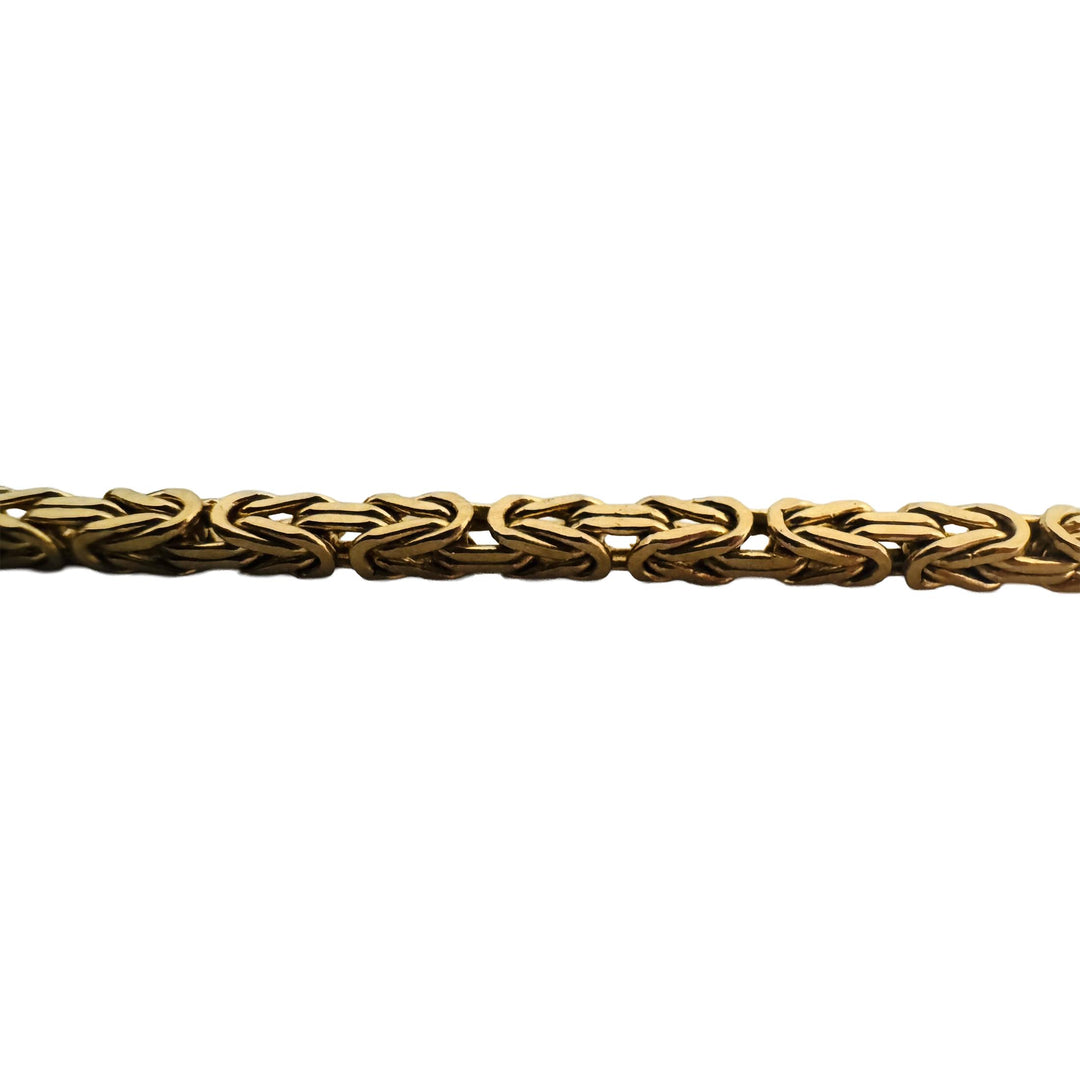 14k Yellow Gold 9.7g Solid Squared 3mm Byzantine Link Bracelet Italy 7"