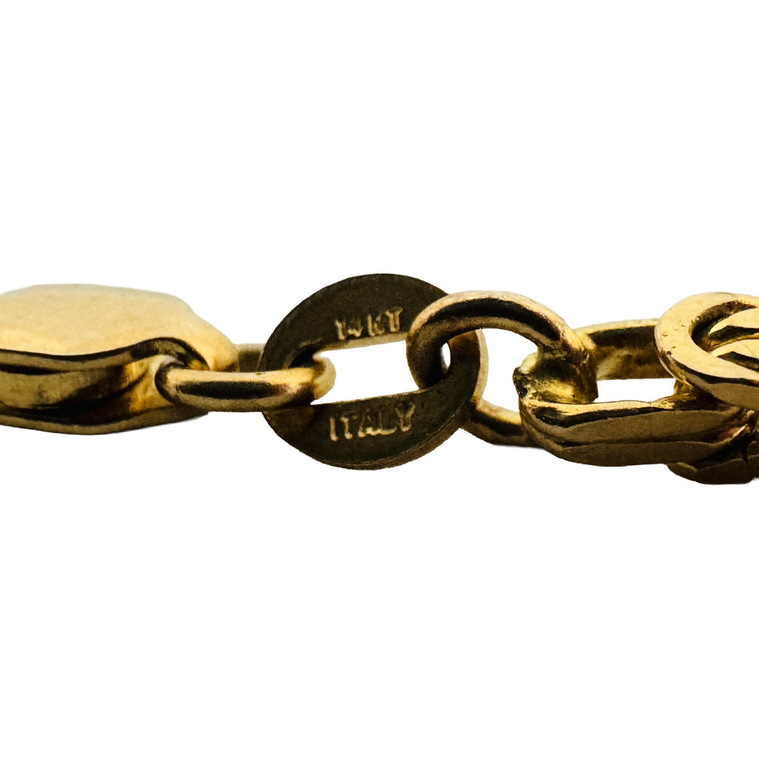 14k Yellow Gold 9.7g Solid Squared 3mm Byzantine Link Bracelet Italy 7"