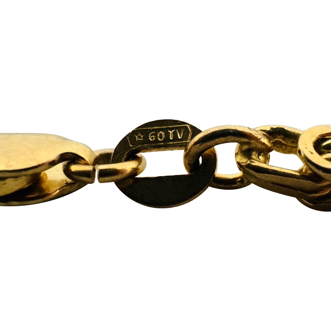 14k Yellow Gold 9.7g Solid Squared 3mm Byzantine Link Bracelet Italy 7"