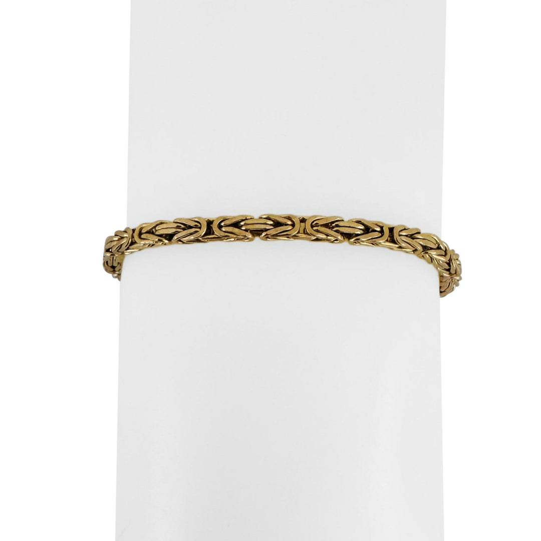 14k Yellow Gold 9.7g Solid Squared 3mm Byzantine Link Bracelet Italy 7"