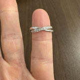 18k White Gold and Diamond Crossover Band Ring Size 4