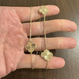 14k Yellow Gold 14g Laides Cable Link Clover Motif Necklace 17" or 19"