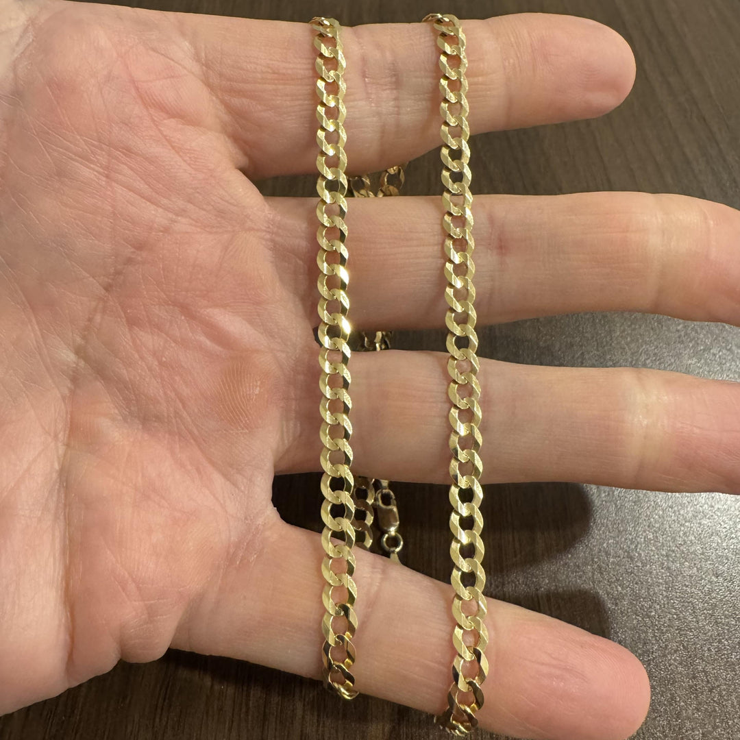 14k Yellow Gold 12.2g Solid Flat 5mm Curb Link Chain Necklace 20"