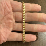 14k Yellow Gold 7.6g Hollow 5mm Cuban Curb Link Bracelet Italy 8"
