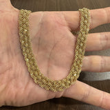 14k Yellow Gold 34.4g Solid Heavy 12mm Braided Bead Link Necklace Italy 17"